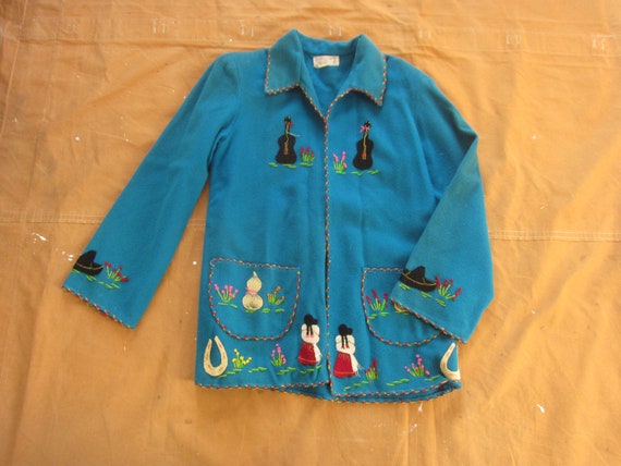 XS / Small 40s Mexican Wool Souvenir Jacket / La … - image 5