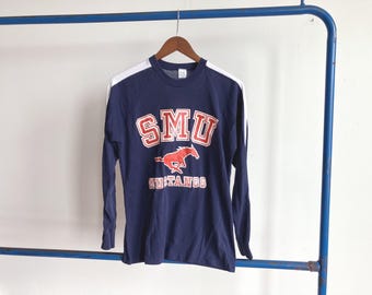 Medium 80s Southern Methodist University T-shirt / 1980s Sports Football Texas Mustangs