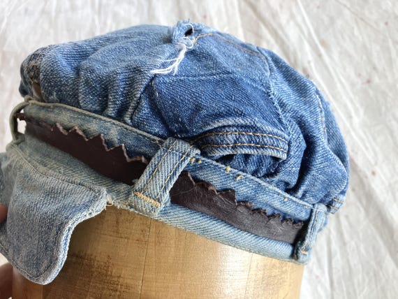 Small / Medium 70s Handmade Denim Patchwork Hat /… - image 9