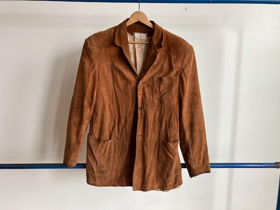 Medium / Size 40 50s Suede Sack Coat / Brown Leather Sport Coat Blazer 1950s 1960s