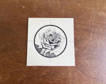 Antique 1920s Original Pen & Ink Advertising Drawing American Beauty Rose Packaging Design
