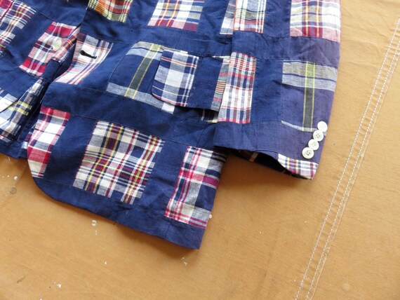 Small / Size 38 60s Madras Plaid Patchwork Sport … - image 4