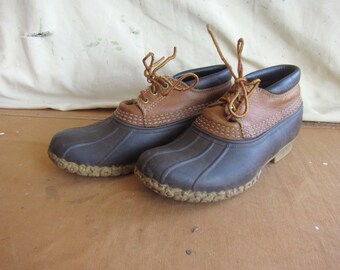 Women's 8 90s LL Bean Duck Boots / Bean Boots Leather Low Cut Made in Maine Rain Boots Shoes 1990s