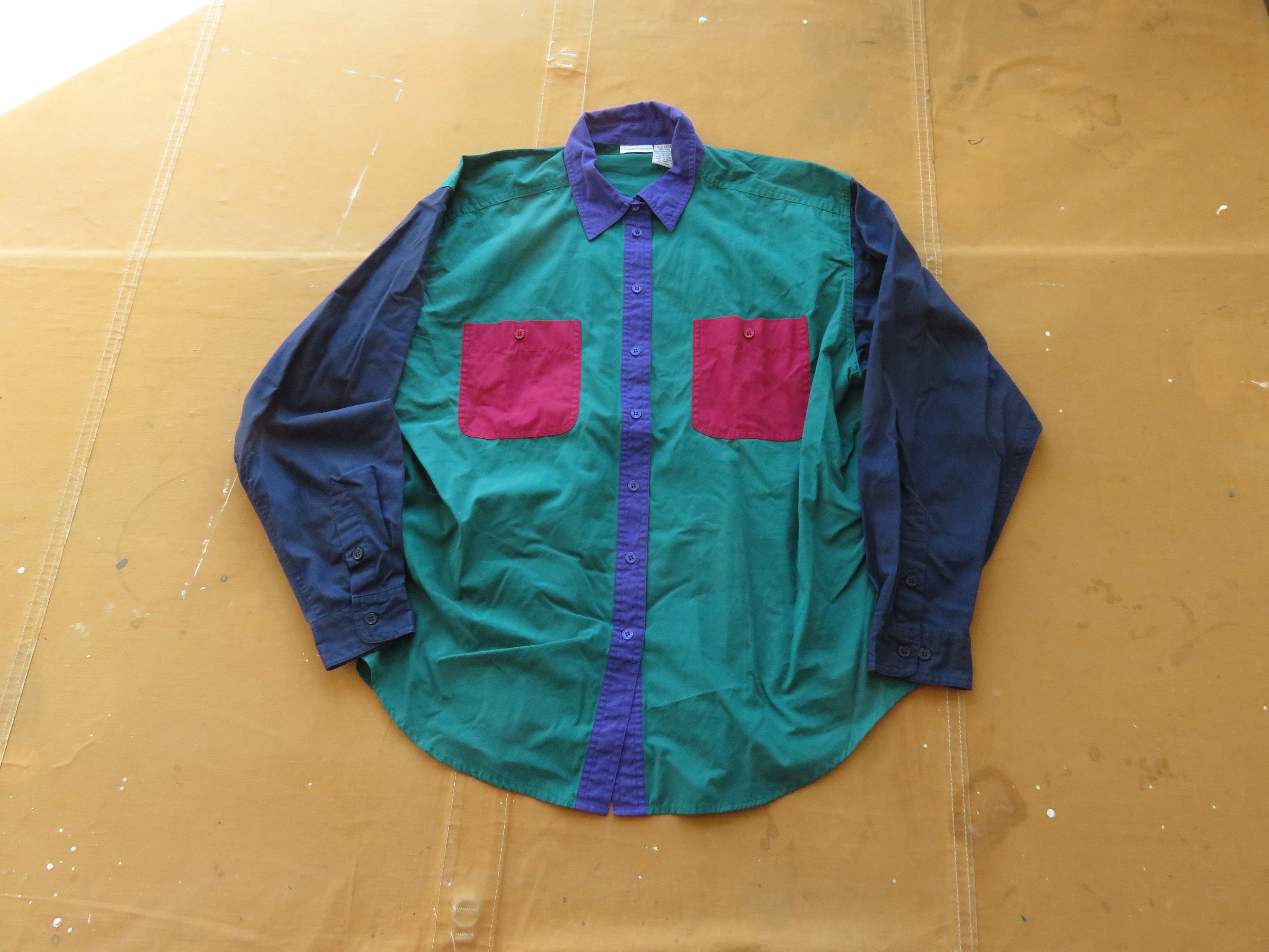 トップス unknown 80s 90s color blocking shirt Vintage Original 90's Traffic Jam Color Block Design T-shirt