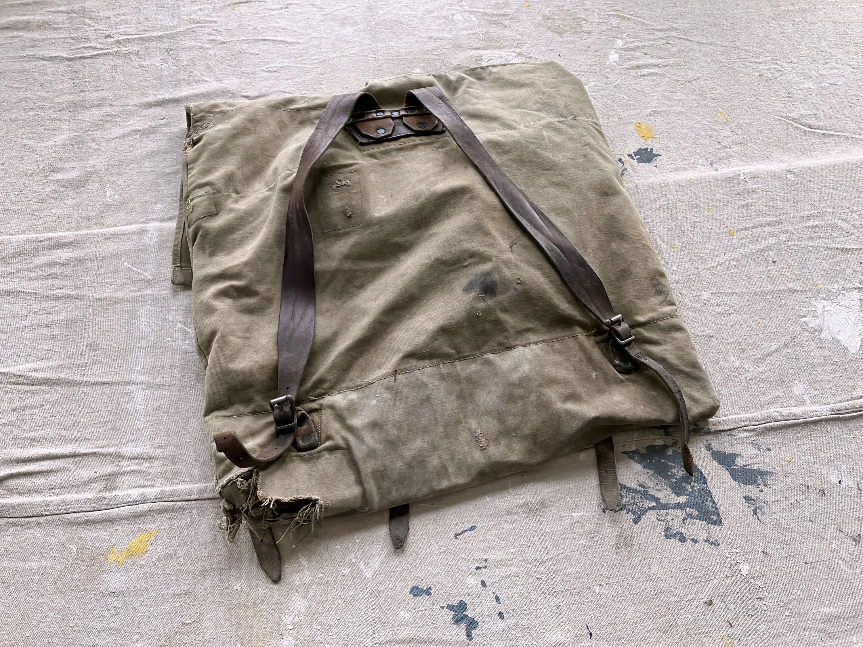 Vintage 40s / 50s Canvas Portage Pack / Green Canvas Leather 1940s ...