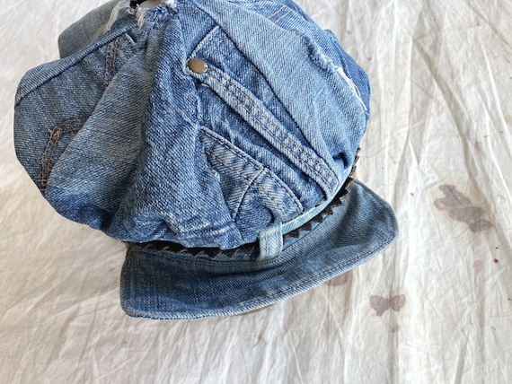 Small / Medium 70s Handmade Denim Patchwork Hat /… - image 4