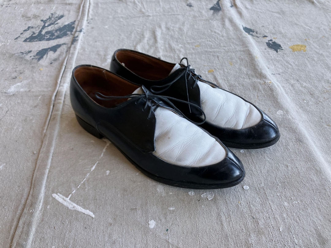 Men's 10 / 10.5 50s Two Tone Black White Split Toe Black & White