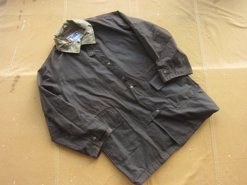 XXL 90s Waxed Cotton Jacket / Oilskin Tin Cloth Duster Etsy