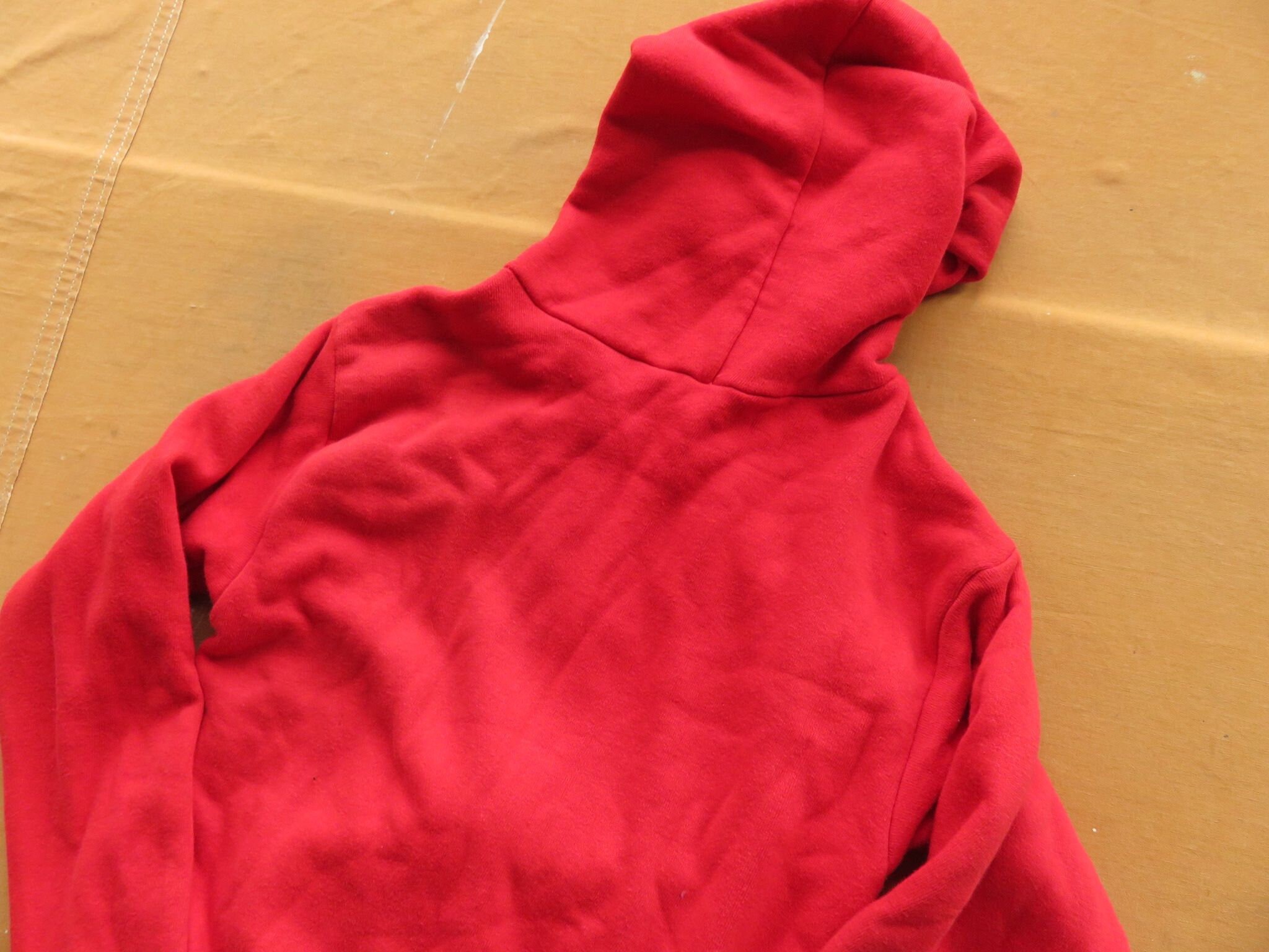 XS 60s Red 100% Cotton Zipper Sweatshirt / Hoodie Hooded 