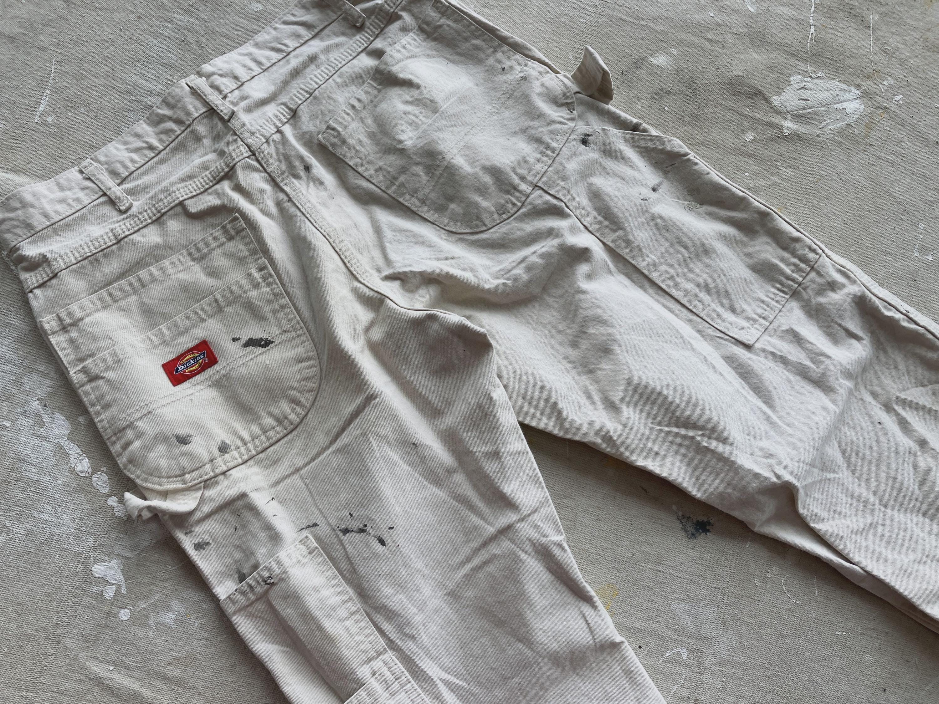 パンツ Dickies Painted White Carpenter 33 X 31 Dickies Painter's Pants / White Cotton Carpenter Jeans