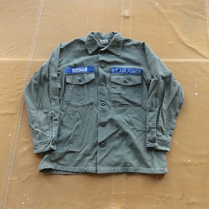Medium 60s / 70s US Army OG-107 Cotton Sateen Uniform Shirt / OG107 Military Field Shirt 1960s 1970s Vietnam War Era