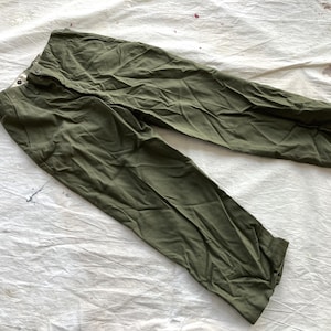 Small Short / 32 Waist 50s US Army Wool Field Trousers / M51 M-51 Wool Serge Twill Green Uniform Pants 1950s