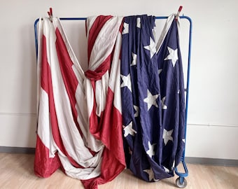 Vintage 30 Foot Distressed Nylon American Flag / Huge Display Flag