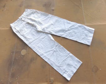 29 X 25.5 50s US Navy White Cotton Sailor's Pants Button Fly 1950s