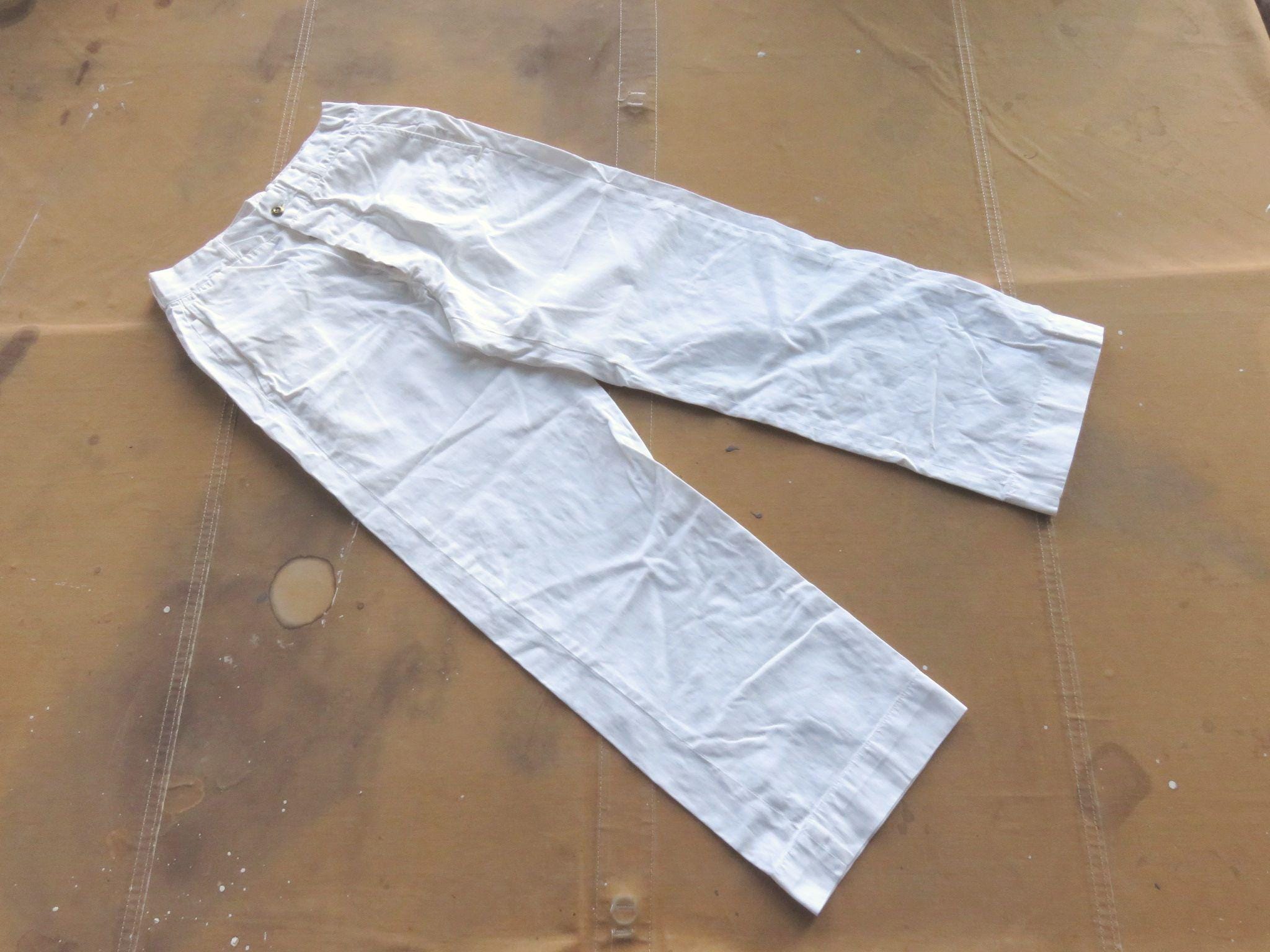 Vintage White Cotton Navy Pants - Etsy Canada