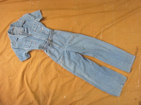 XS 70s Women's Denim Jumpsuit / Coveralls, One Pie