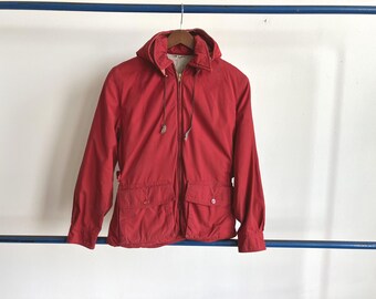 XS 50s / 60s Sun Faded Red Cotton Jacket / Insulated Winter Jacket