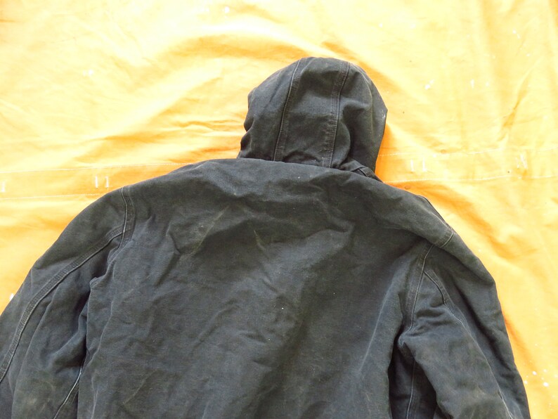 Hoodie 1990s Lined Detroit XXL 90s Carhartt Black Hooded Jacket Canvas Distressed Faded XL Made in USA