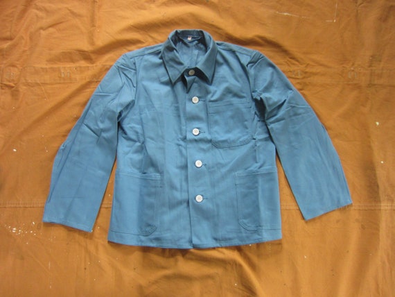 S, M, OR L 80s Blue Twill Chore Coat / European Mi