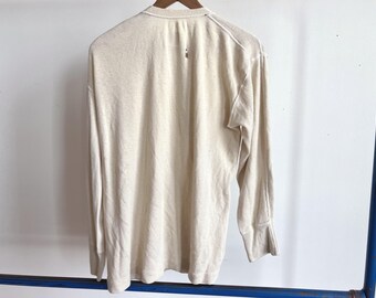 Medium 80s Distressed US Army Henley Thermal Shirt / Wool Cotton