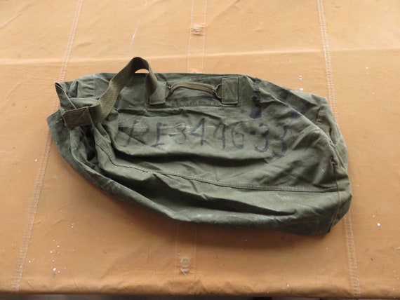 Vintage 60s / 70s US Army Painted Duffel Bag / Se… - image 1