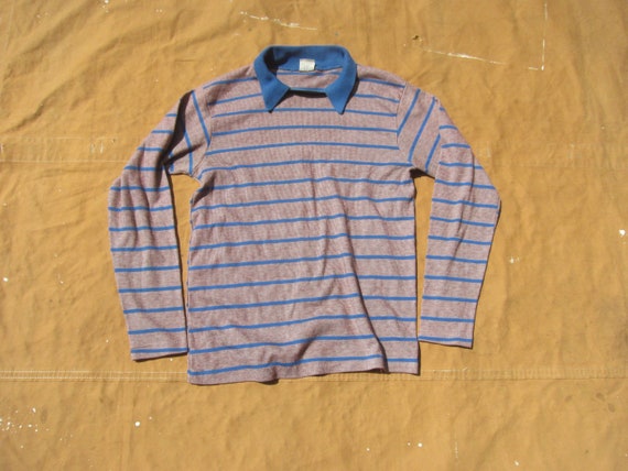 Small 60s Striped Polo Shirt / Pullover, Collared,