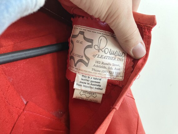 Small / Medium 80s Patchwork Red Suede & Leather … - image 9