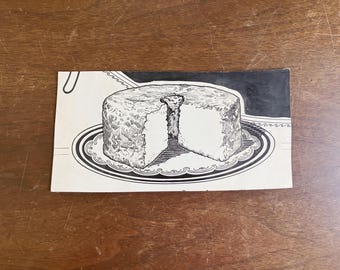 Antique 1920s Original Pen & Ink Advertising Drawing Pound Cake Flour Packaging Design