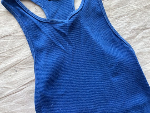 Small 80s Solid Color Tank Top Undershirt / Ribbe… - image 6