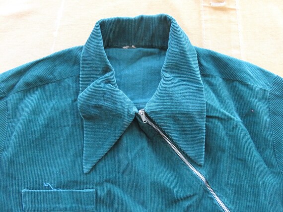 Small 60s Slant Zipper Women's Corduroy Shirt / M… - image 2