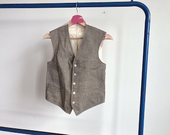 Chaleco formal de algodón pequeño de los años 1910/20 / Chaleco antiguo de algodón para hombre de los años 20