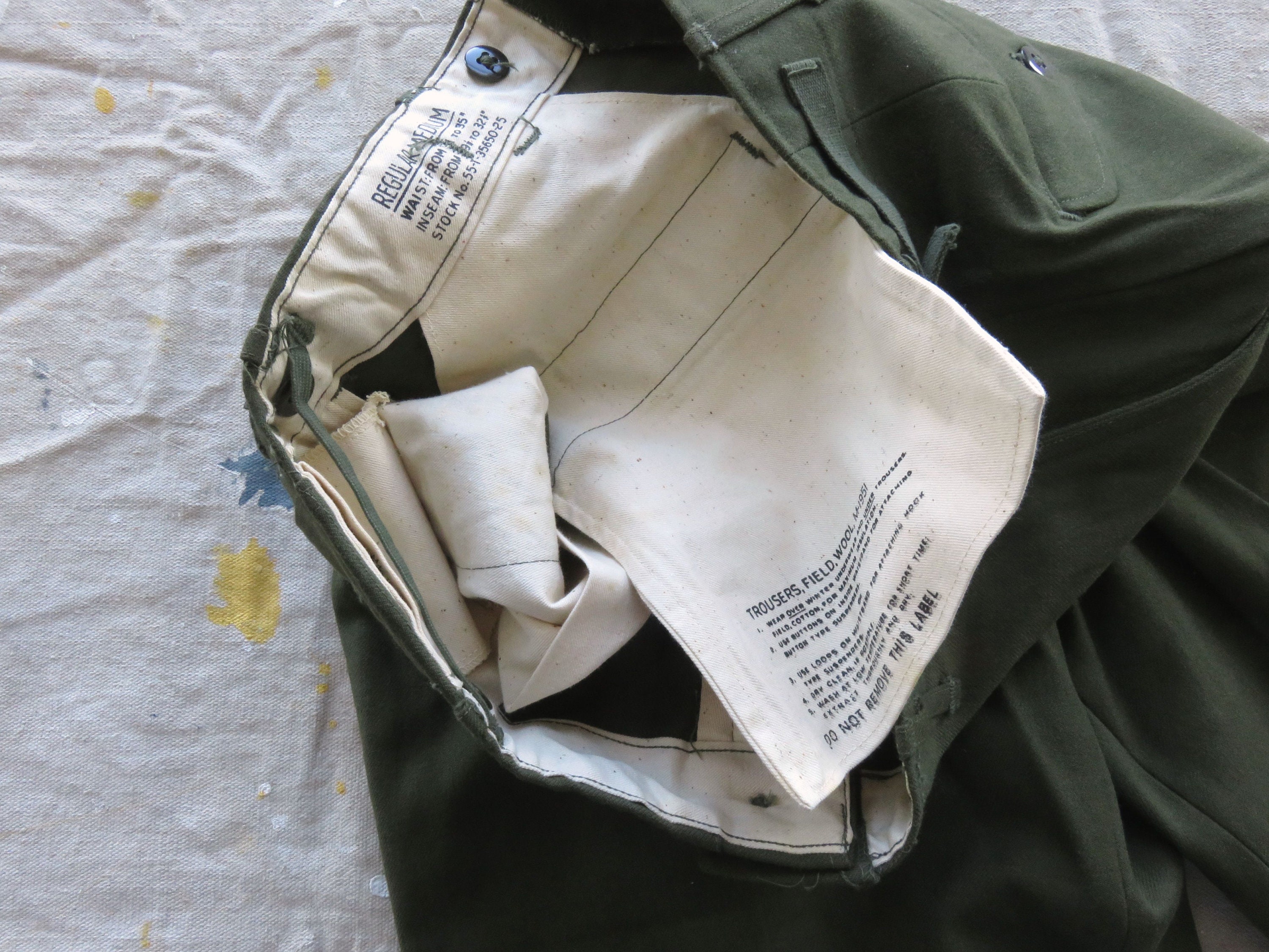 Medium / 31 to 35 50s US Army Wool Field Trousers / M51 M-51