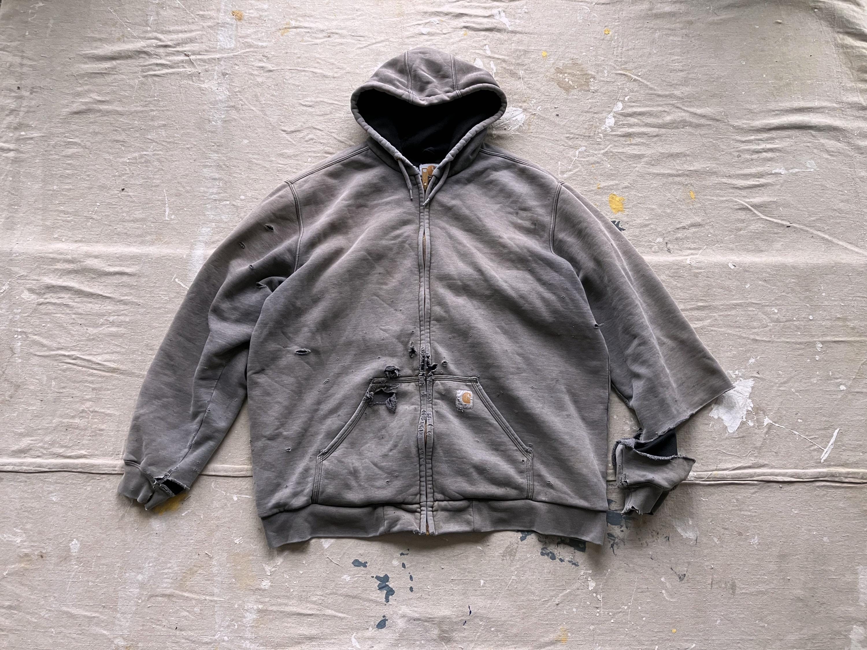 XL Vintage Carhartt Destroyed Hoodie / Sun Faded Trashed