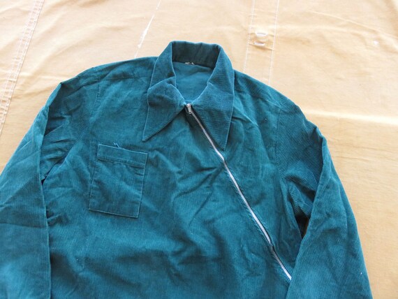 Small 60s Slant Zipper Women's Corduroy Shirt / M… - image 3