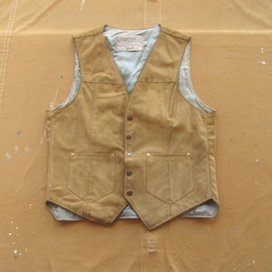 Small 70s Schott Suede Rancher Western Vest / Trucker Style Snap Front, Cowboy Vest