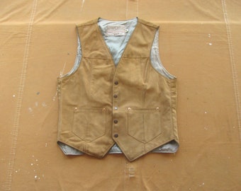 Small 70s Schott Suede Rancher Western Vest / Trucker Style Snap Front, Cowboy Vest
