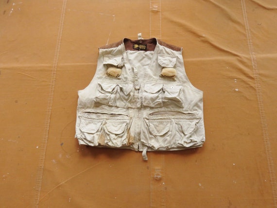 Medium 70s Cotton Fishing Vest / Hurricane International 1970s