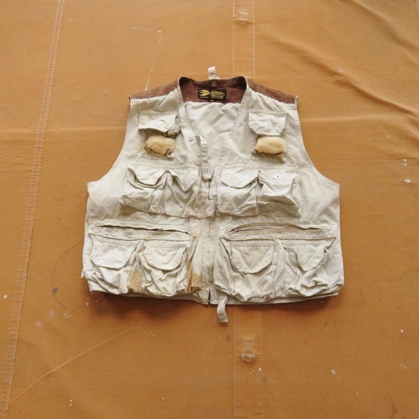 Medium 70s Cotton Fishing Vest / Hurricane International 1970s Multi-pocket Utility Vest