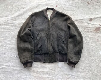 Vintage 1960s Worker Gabardine Rayon Jacket Medium 50s Workwear