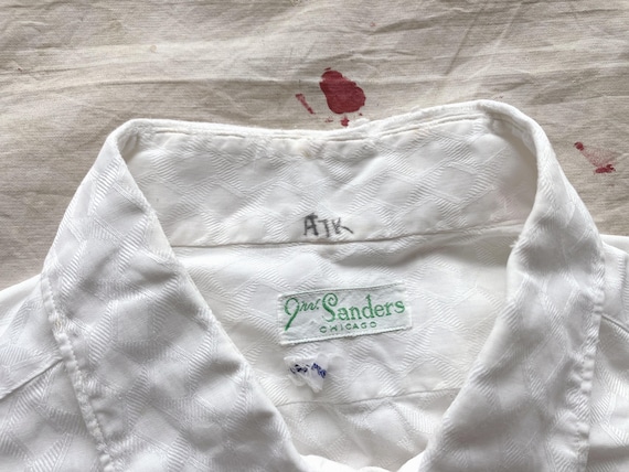 ラージ/XL 40年代 メンズ ホワイト コットン ドレスシャツ / パターン