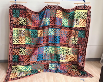 Vintage Pendleton Beaver State Shawl Blanket / Red Blue Wool