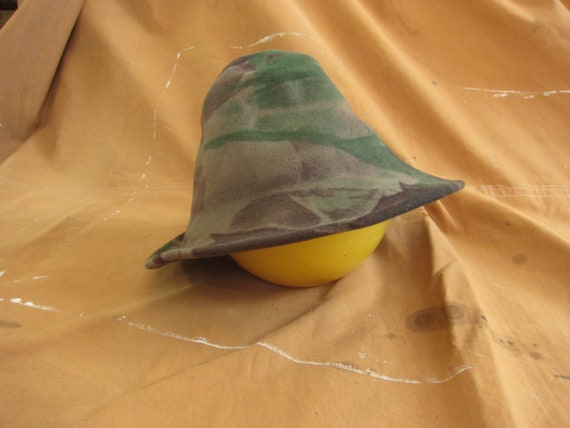 Large 80s Wool Camouflage Bucket Hat 