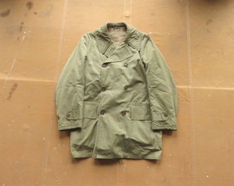 Vintage 1940s U.S. Military Mackinaw WW2 Double Breasted Shearling
