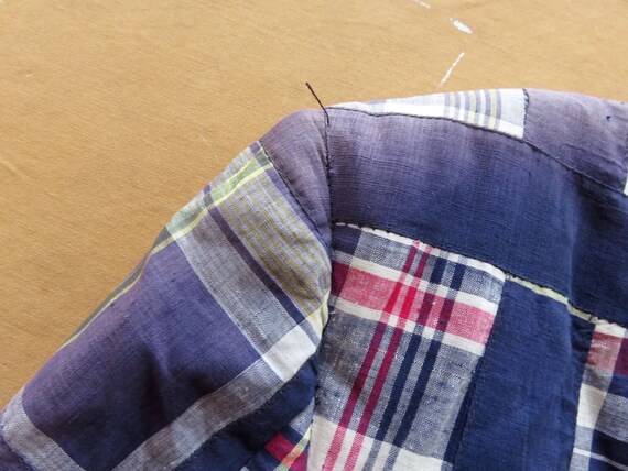 Small / Size 38 60s Madras Plaid Patchwork Sport … - image 9