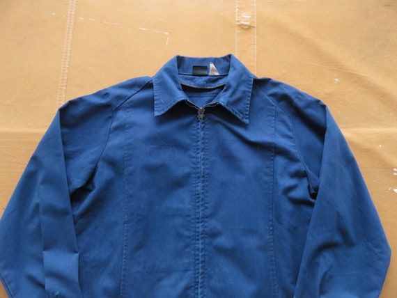 Large 70s Twill Work Jacket / Navy Blue Unitogs Cropped