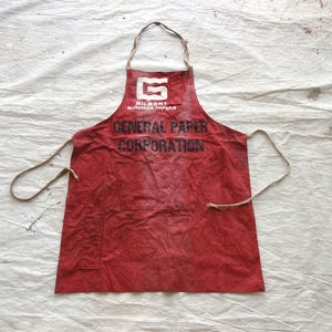 Vintage 50s / 60s Canvas Paper Company Artist Apron / Gilbert Papers Carpenter Papers Red Faded Duck Canvas 1950s 1960s