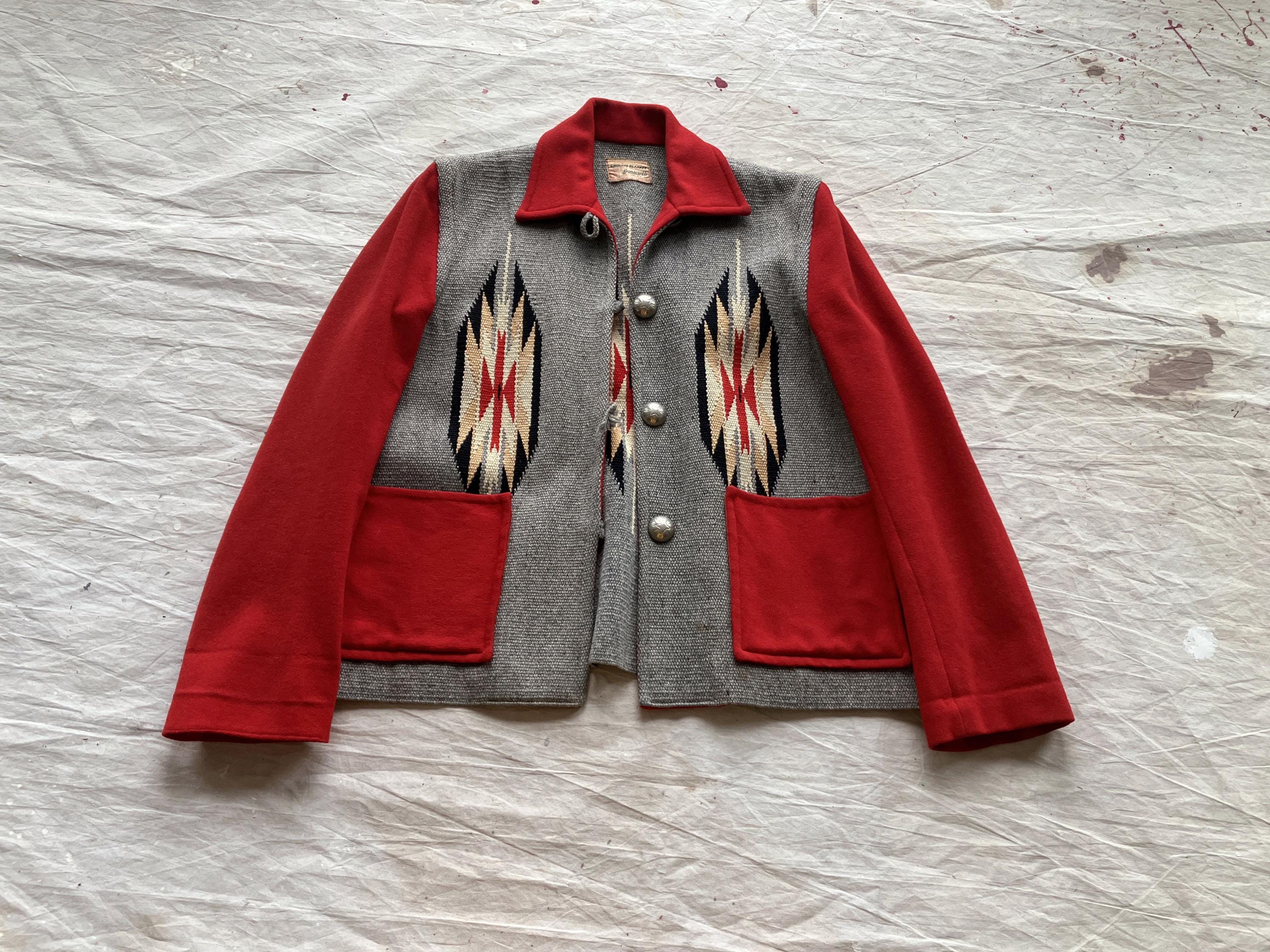 Small / Medium 30s / 40s Chimayo Blanket Coat / Wool Southwestern