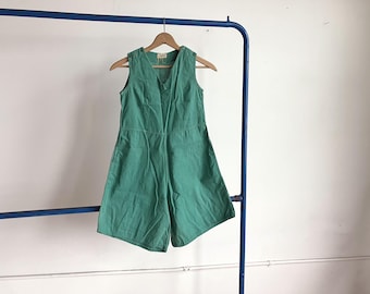 Small 20s / 30s Cotton Gym Romper / One Piece Jumpsuit 1920s 1930s Women's