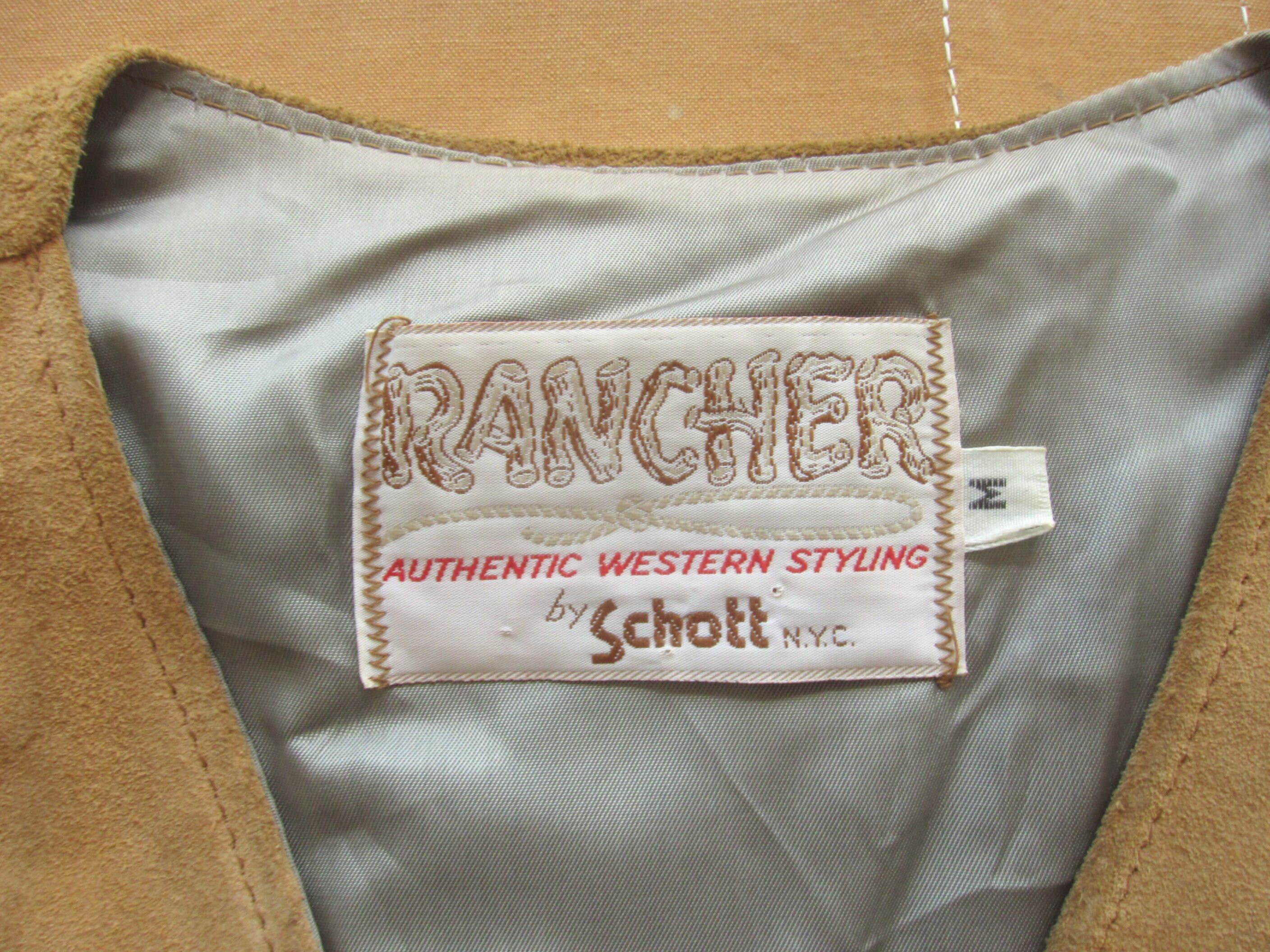 Small 70s Schott Suede Rancher Western Vest / Trucker Style