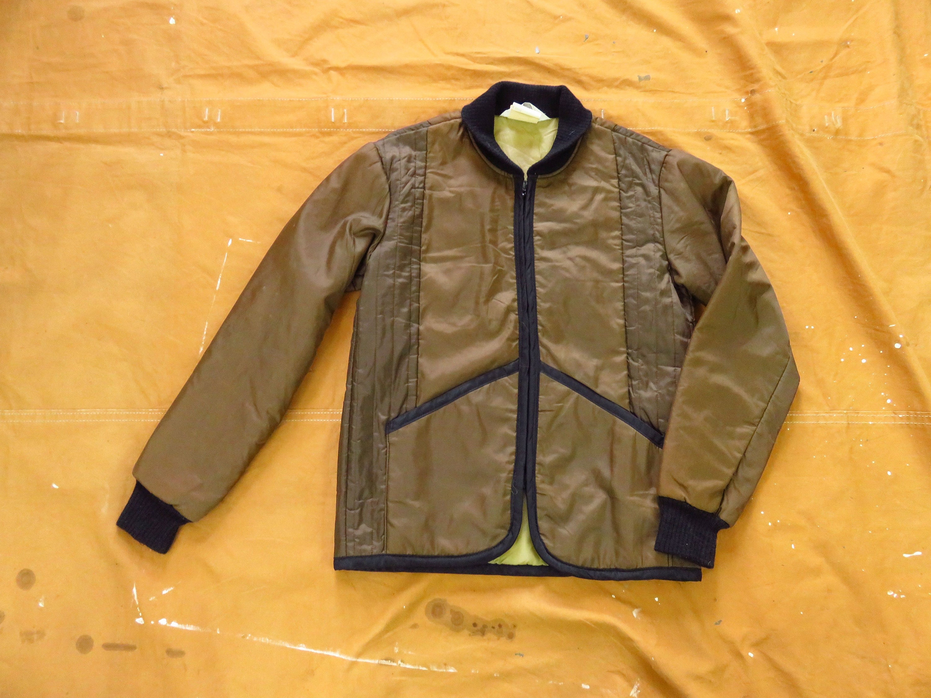 Small 70s Two Tone Thermal Liner Jacket / Shawl Collar Brown